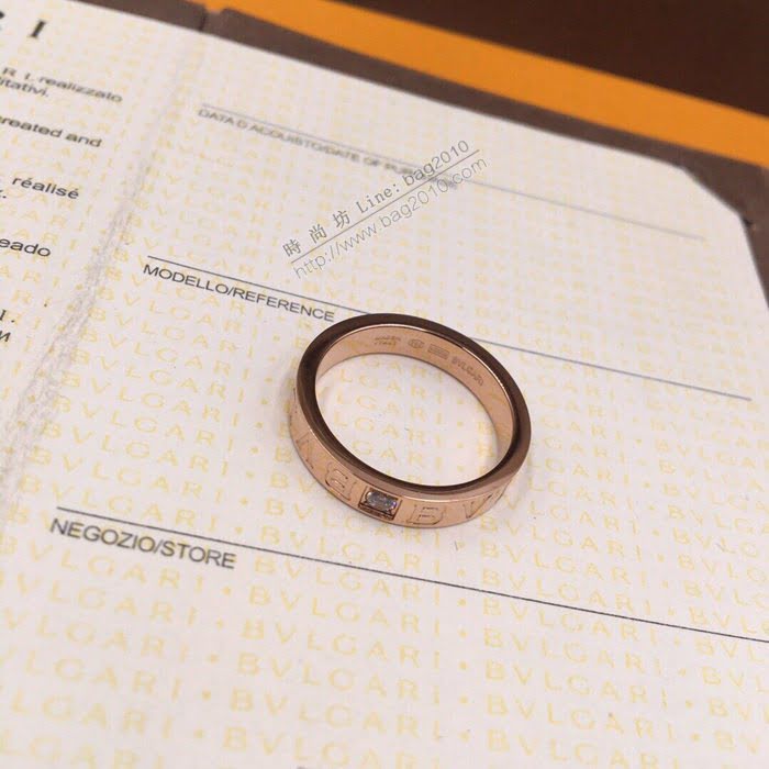 Bvlgari飾品 寶格麗字母方鑽戒指 高端S925純銀鍍18K金  zgbq3360